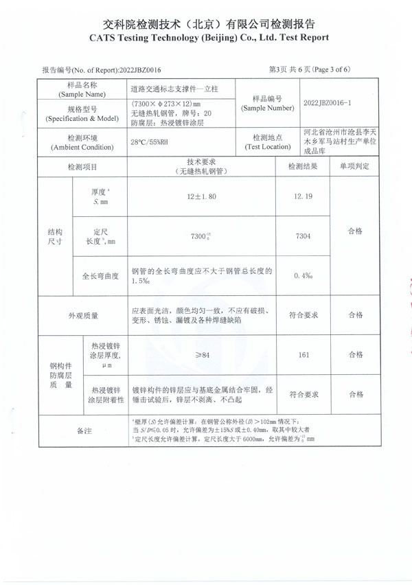 道路交通標志支撐件