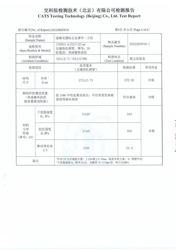 道路交通標志支撐件